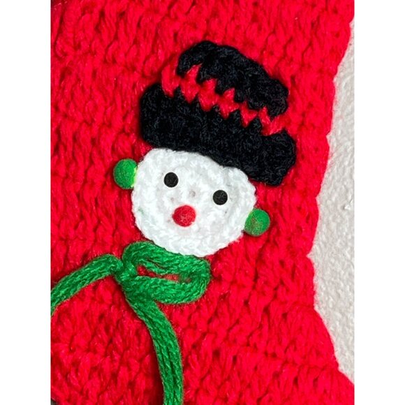 Vtg Small Crochet Christmas Stocking 10" Handmade Holiday Decor Cozy Cottage - Picture 2 of 4